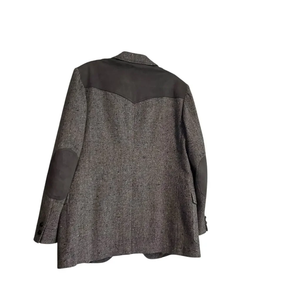 Pendleton Wool Suede Western Blazer Men’s 46R Large Gray USA Made